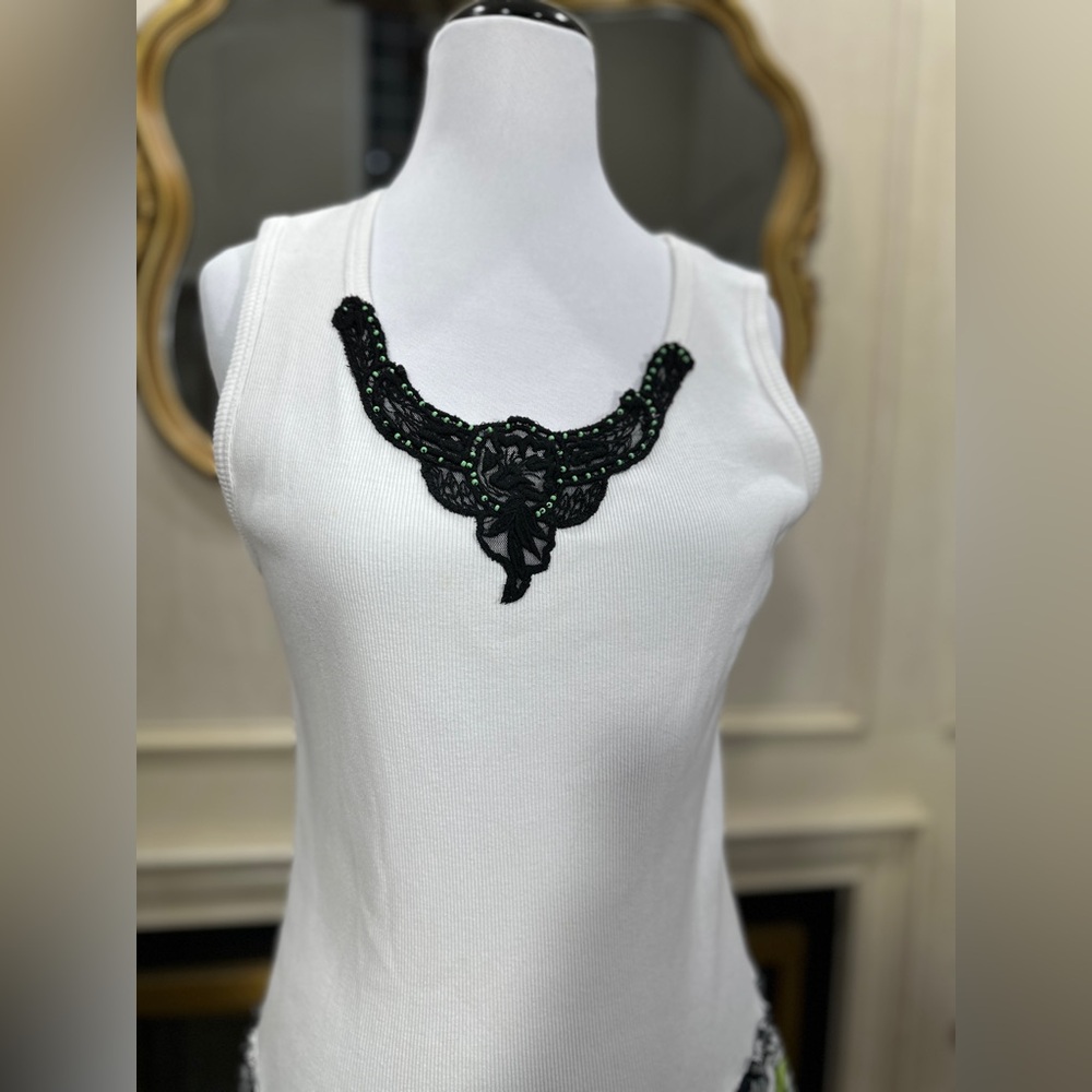 Sangria Dress 14 White Green Floral Maxi Boho Cottagecore - Picture 2 of 12